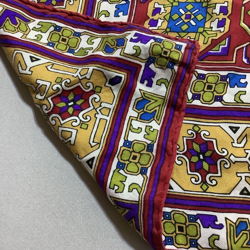 Beautiful Patterned Rolled Hem Scarf Vibrant Jewe… - image 4